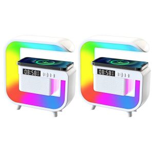Lot De 2 Chargeurs Sans Fil 4 En 1 Avec Haut-Parleur Bluetooth, Lampe De Bureau Et Veilleuse Led - Neuf