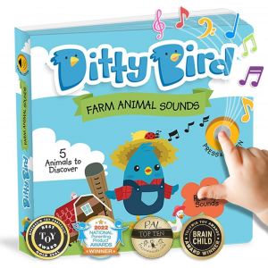 DDA-Ditty Bird Livre Animaux de la Ferme interactif avec Sons réalistes pour Tout-Petits de 1 à 3 Ans. Livre sensoriel et Musical, Parfait pour Les Amoureux des Animaux de Ferme. Jouet Robuste pour b - Neuf