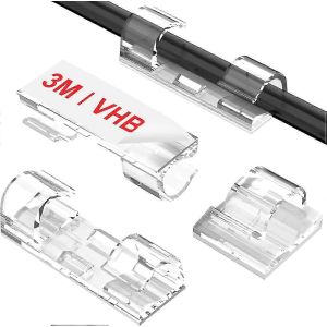 Clips de câble adhésifs transparents (40PCS,M),supports de fil améliorés pour le mur,organisateur de cordon solide sous le bureau,voiture,PC,lumière de Noël intérieur / extérieur - Neuf