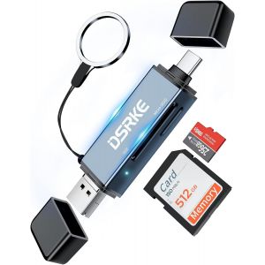 NSIECD-Lecteur de Carte SD Micro USB/USB C, Lecteur de Carte m&eacute;moire pour SD TF UHS SDXC SDHC MMC, Compatible avec Macbook, iPhone 16, Camera, Android Phones, PC, Laptop - Neuf