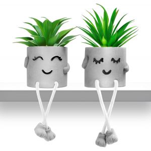 ERYI-Plantes Artificielles D'Intérieur Avec Pots Émotionnels Créatifs, Plantes Succulentes Vertes Pour Décoration D'Intérieur, Salle De Bain, Chambre À Coucher, Bureau, Étagère, Sans Entretien, Faux - Neuf