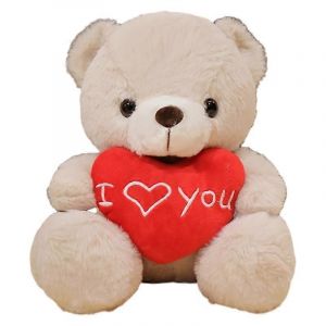 Peluche ours de dessin anim&eacute;, poup&eacute;e ours d'amour, poup&eacute;e mignonne &agrave; griffes, poup&eacute;e endormie et jouante-blanc cass&eacute; - Neuf