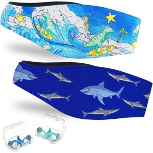 KALANKA-Bandeau de Natation Enfants u2013 Bandeau en Néoprène avec 2 Paires de Bouchons d`Oreilles, Haute Élasticité et Fermeture Velcro u2013 Protège les Oreilles pour Piscine, Plongée et Sports A - Neuf