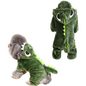 Costume De Dinosaure &Agrave; Capuche Pour Chien En Polaire Douce - Id&eacute;al Pour Halloween, No&euml;l, Anniversaire, F&ecirc;tes, Automne Et Hiver (Taille M) - Neuf
