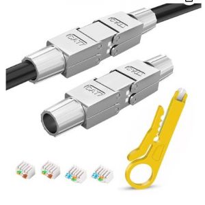 Lot de 2 RJ45 CAT 7 Connecteur, Connecteur RJ45 CAT 7 Femelle Connecteur RJ45 Sans Outil pour Cable Plat CAT 7 pour C&acirc;ble de pose LAN Ethernet CAT 7 - Neuf