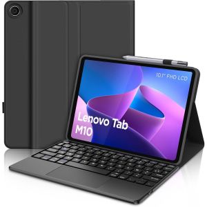 Coque Clavier pour Lenovo Tab M10 3rd 10.1"" - AZERTY Fran&ccedil;ais Touchpad Clavier D&eacute;tachable sans Fil Bluetooth, &Eacute;tui pour Lenovo M10 3rd 10.1 Pouces 2022 (TB-328FU/TB-328XU), Noir - Neuf