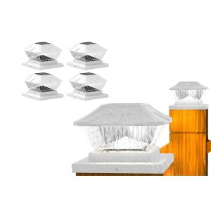 Lot De 4 Lampes Solaires Pour Poteaux Avec 8 Led, 2 Modes D'&eacute;clairage, Compatibles Avec Les Poteaux De 10 X 10 Cm Et De 14 X 14 Cm, R&eacute;sistantes &Agrave; L'eau, Installation Facile - Neuf