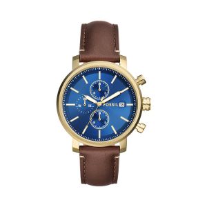 Montre &Agrave; Quartz En Cuir Rhett - Marron Et Dor&eacute; Bleu/Marron/Dor&eacute; - Neuf
