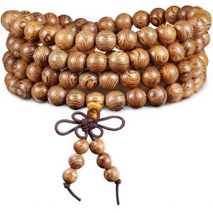 Kal-8mm Tib&eacute;tain 108 Bracelet De Pri&egrave;re Mala Bracelet Noeud Chinois Collier En &Eacute;lastique En Bois Naturel Collier Mala - Neuf