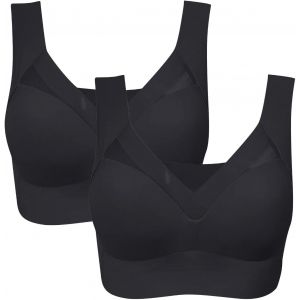 Soutien-Gorge Correcteur Posture, Sans Fil, Respirant, Confortable, Couverture Arri&egrave;re Compl&egrave;te, Grande Taille, Lot 2 Bustier Dentelle Blanc - Neuf