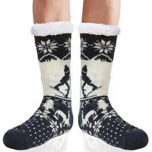 Jgd-Chaussettes Chaussons Homme Hiver Chaudes Antid&eacute;rapantes Chaussette Pantoufle Thermiques Polaire, Cadeau Noel Anniversaire - Neuf