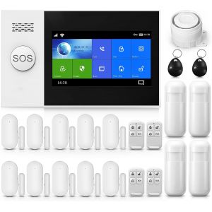 Système D'Alarme Domestique Sans Fil, Système De Sécurité Wi-Fi Avec Écran Fulltouch Sans Fil De 4,3"" Fonctionne Avec Alexa Et Google Pour La Maison, Appartement[MAT790753] - Neuf