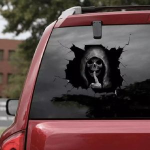 Lot De 2 Autocollants Personnalisés Pour Voiture, Motif Tête De Mort, Pour Vitres, Pour Halloween, Pour Salon, Chambre À Coucher (30 X 20 Cm) - Neuf