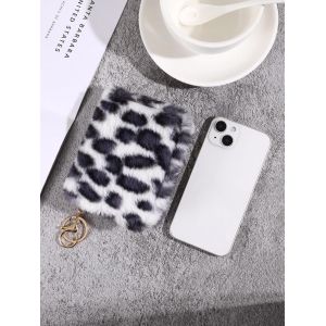 Nouveau Porte-Monnaie Créatif En Peluche,Portefeuille En Peluche Imprimé Léopard À La Mode,Portefeuille De Sac De Carte En Fourrure Simple De Niche.Bleu. - Neuf