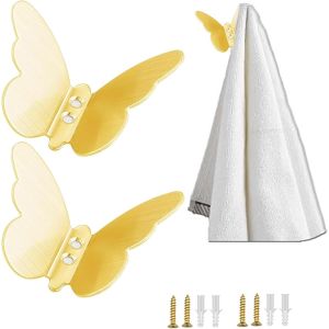 Crochet Papillon, Crochets Papillon Porte Manteau Salle De Bain, Crochets en Acier Inoxydable 304, Style papillon crochet mural, pour Chambre, Placard, Salle de Bains - Neuf