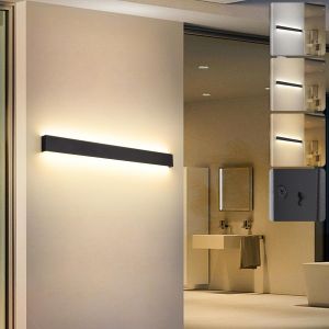 Subzonal-Led Applique Murale Int&eacute;rieur,30w 3000k/4000k/6000k Lumi&egrave;re Lampe Murale,Moderne Aluminium Luminaire Murale,Up Down &Eacute;clairage,Appliques Murales Pour Chambre,Couloir,Salon, Escalier 96cm Noir - Neuf