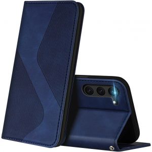 SJZG-Coque Pour Samsung Galaxy S23, Premium &Eacute;tui Housse En Cuir De Protection Avec [Emplacements Cartes] [Magnetique], Clapet Folio Portefeuille Pour Samsung S23 (Bleu) - Neuf