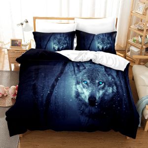 Loup Animaux Parure Housse De Couette Doux Confortable Microfibre Parure Lit Personnes X Cm Parure De Lit X + X Taies D'oreiller Xcm - Neuf