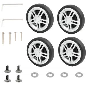 KALANKA-Lot de 4 Roues de Valise de Remplacement 50x11mm, Roulette Valise Universelle en Caoutchouc TPE, Roues de Rechange R&eacute;sistantes &agrave; L'usure pour R&eacute;paration de Bagages, Argent - Neuf