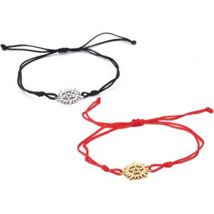 Eryi-Bracelet Pentagramme Soleil Pour Homme Et Femme En Acier Inoxydable Creux Surnaturel Double Corde Bracelet Breloques Wicca - Neuf