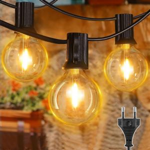 Guirlande Lumineuse Exterieure,7.5m 13+1 G40 Led Ampoules,Guirlande Guinguette Led Connectable,Étanche Chaîne Lumiere Exterieur Pour Patio Terrasse Fête Mariage 2200k Blanc Chaud - Neuf