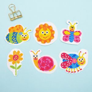 (Lot De 6 Fleurs Et Animaux) Kit Peinture De Diamant Pour Les Enfants De Peinture Par Numéros 5d Autocollants Diamant Arts Et De L'artisanat Pour Les Enfants - Neuf