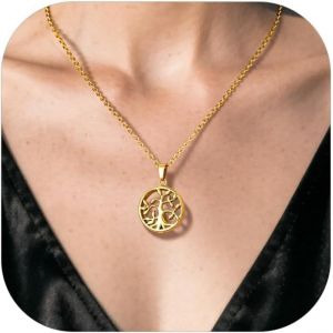 Trahoo-Collier Crémation Urne Cendres Prénom Personnalisé Pendentif Arbre De Vie En Acier Inox 18+2"(46+5cm) Chaîne + Kit De Remplissage Bijoux Pour Homme Femme - Neuf