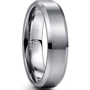 Kahfl-6mm Bague Couple Argent Homme/Femme En Tungst&egrave;ne Sans Motif,Bague Simple Pour Fian&ccedil;ailles Alliance Cadeau Taille 62(19.7) - Neuf