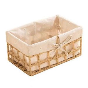 Panier de rangement en osier,boîte de rangement rectangulaire en corde de papier tissée à la main C - Neuf