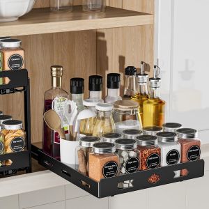 Sjzg-Étagère À Épices, Organisateur Placard Cuisine, Porte-Épices Pour Placard, Rangement Epices Cuisine Pour Épices, Sauces, Aliments En Conserve P26.8*L26.7*H7.2cm - Neuf