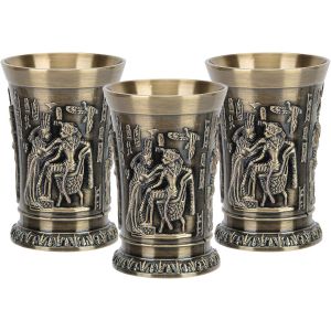 Lot De 3 Verres À Vin Vintage En Métal - Pour Whisky Ou Liqueur - Avec Insert En Métal - Neuf