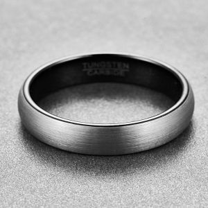 Tianyi-Alliance Couple En Carbure De Tungstène Argent Mat 4mm 6mm Finition Brossée Couple Bague De Mariage Pour Homme/Femme Coupe Confortable Taille 54.4(17.3)-72(22.9) - Neuf