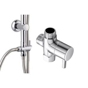 Inverseur de douche en m&eacute;tal &agrave; 3 voies avec support portatif - Neuf