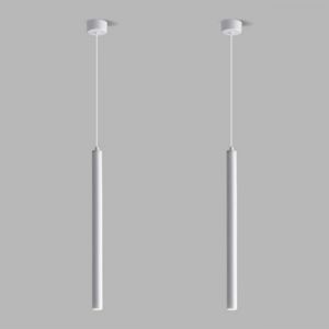 Subzonal-Lot De 2 Suspension Luminaire Led Moderne Lustre Minimaliste Design Led Luminaire Plafonnier M&eacute;tal Lampe &Agrave; Suspension Blanc Pour Salle &Agrave; Manger Chambre Salon Restaurant, 50cm - Neuf