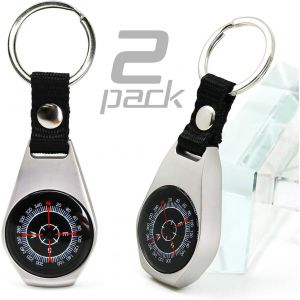 Lot De 2 Porte-Clés Boussole De Poche En Métal, Étanche, Pour Homme, Enfant, Montre Pour Randonnée, Camping, Aventure, Accessoires Outdoor - Neuf