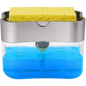 Porte-éponge Distributeur de pompe à savon Évier de cuisine Comptoir Distributeur de savon liquide Porte-éponge - Neuf