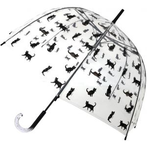 Parapluie Femme Cloche/Dome Transparent- Ouverture Automatique (Chat Noir) - Neuf