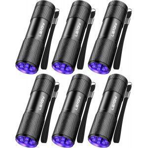 MEVRONISSHOP-Lot de 6 UV Ultra Violet Blacklight 9 LED Lampe de Poche Lampe Torche Ext&eacute;rieur Etc. - Neuf