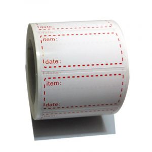 Lot de 500 &eacute;tiquettes autocollantes pour cong&eacute;lation, format 50 x 25 mm, blanches et rouges, avec date de p&eacute;remption. - Neuf