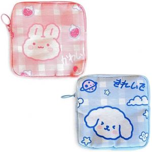 Boîte de rangement portable pour serviettes hygiéniques en 2 pièces (rose + bleu), organiseur de serviettes hygiéniques pour femmes, sac hygiénique pour adolescentes, sac menstruel féminin - Neuf