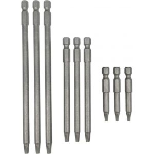 CHECARZHN--NO1-Lot De 9 Embouts De Tournevis Magnétiques Sq2 À Tête Carrée De 6,35 Mm À Tige Hexagonale Carrée Pour Tournevis Électrique De Sécurité 50/100/150 Mm De Longueur - Neuf