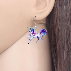 Kal-Boucles D'oreilles Pendantes Goutte En Acrylique Mignon Animal Licorne Cadeaux F&ecirc;te Faveurs Cheval Bijoux Pour Femmes Accessoire - Neuf