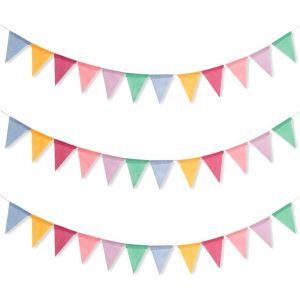 Guirlande Fanion Multicolore,12M Fanion Pastel Banderole Guirlande Extérieur Intérieur pour Mariage Anniversaire Baptême Jardin Fête Décoration - Neuf