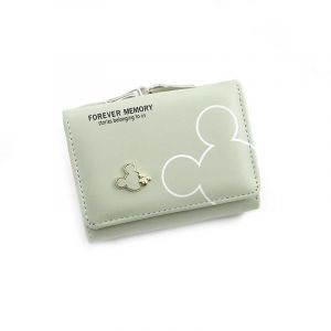 HUED-Portefeuille Mickey Mouse de dessin anim&eacute; Disney pour femmes, porte-monnaie en cuir PU, Mini portefeuilles courts pour filles, sacs, accessoires de mode-Green Mickey - Neuf