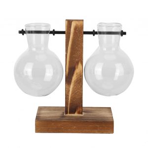 Vase de jardinière innovant avec support en bois, Vase hydroponique en verre Transparent, décoration de bureau, type C - Neuf