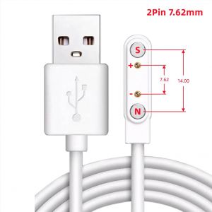 Chargeur Magn&eacute;tique Usb S6 Pour Montre Intelligente Ju479,2 Broches,4 Broches,C&acirc;ble De Charge,Adaptateur Secteur Pour Enfants,Appareil De Beaut&eacute;,Brosse &Agrave; Dents.White (2pin 7.62mm). - Neuf