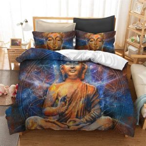 R&iquest;&iquest;Tro Myst&iquest;&iquest;Rieux Oriental Bouddha Statue Housse De Couette Bouddhisme Culture Zen Cr&iquest;&iquest;Atif Noir D'or Imprim&iquest;&iquest;E Parure De Lit Convient Pour Chambre Quatre Saisons (Bouddha#, Xcm) - Neuf