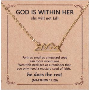 Kal-Collier Graines Moutarde, Collier Foi Montagne Or Avec Carte Motivation Pendentif Graines Moutarde Bijoux Graines Moutarde Colliers Collier Chr&eacute;tien Religieux Cadeaux Chr&eacute;tiens Femmes - Neuf