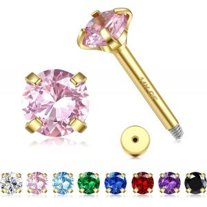 Kalhx-Boucles D'oreilles Femmes Or 14 Carats Percing Oreille Tragus Petites Cartilage Boucles D'oreilles Acier Inoxydable Hypoallerg&eacute;niques Clou D'oreilles Homme Percing Helix - Neuf