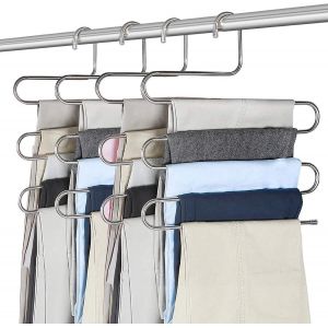 Cintres à pantalons, cintres polyvalents à 5 niveaux en acier inoxydable pour foulards, jeans, vêtements, pantalons, serviettes - Neuf